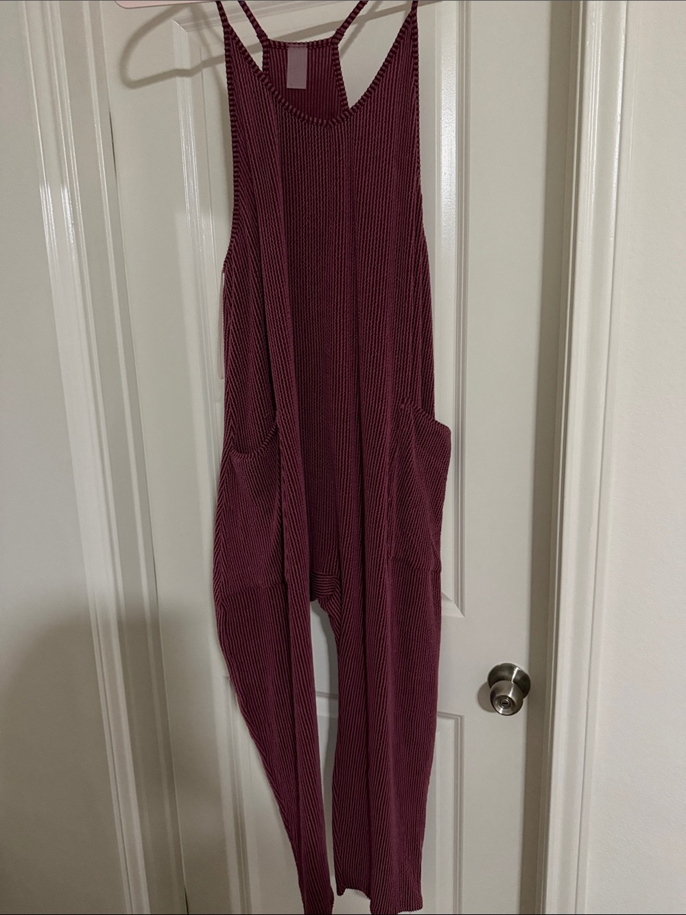 Altar'd State Ribbed Maroon Sleeveless Jumpsuit